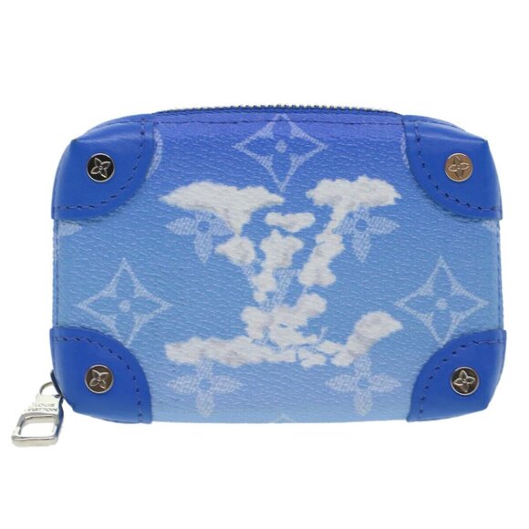 LOUIS VUITTON Monogram Clouds Soft Trunk Necklace Pouch Blue M45440 Auth 43556S - Picture 1 of 16
